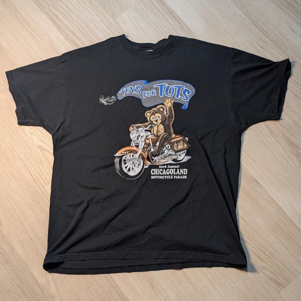 Vintage 2000 Toys for Tots Motorcycle Parade Shirt - Double sided Graphic